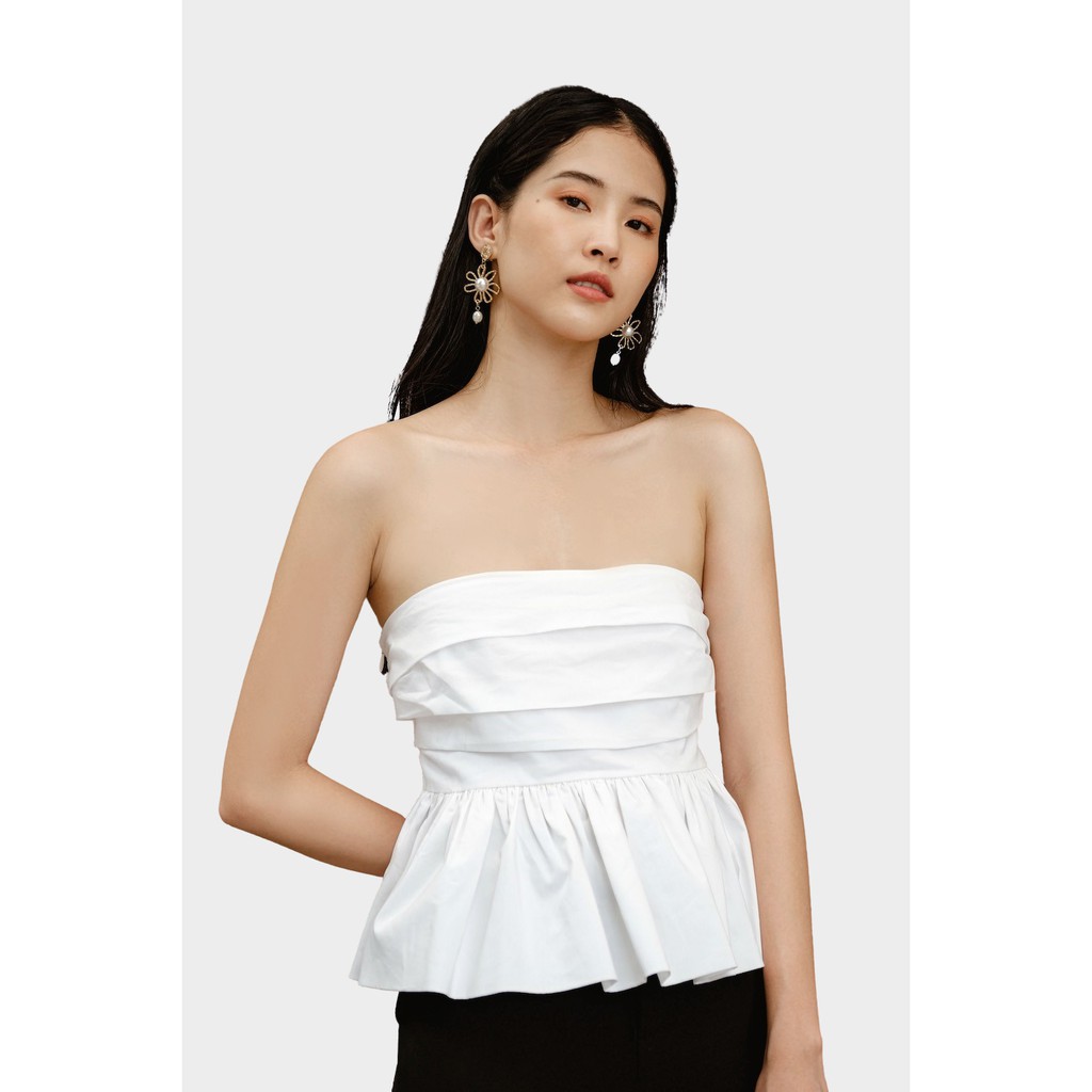 XIPI – Áo Trắng Ngực Xếp Lai Bồng
