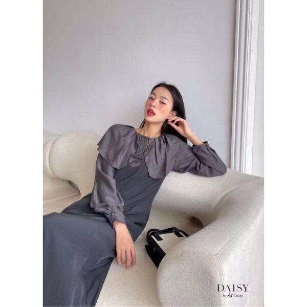 Yếm váy, Yếm DAISY dáng suông chất đũi Hàn mềm mại kèm áo sơ mi cổ bèo lên form cực xinh, cực kì bánh bèo KW5122 - Hình ảnh 7