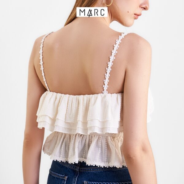 Áo 2 dây nữ MARC FASHION crop top bèo nhún viền ren hoa FALH0425 - Hình ảnh 5