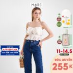 Áo 2 dây nữ MARC FASHION crop top bèo nhún viền ren hoa FALH0425