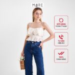 Áo 2 dây nữ MARC FASHION crop top bèo nhún viền ren hoa FALH0425