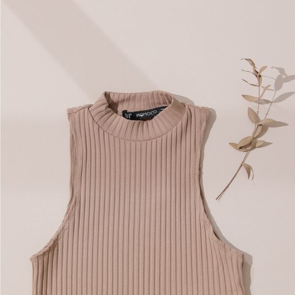 Áo ba lỗ MOMOCO dáng croptop chất cotton thoáng mát, áo tanktop cổ cao M2959 - Hình ảnh 5