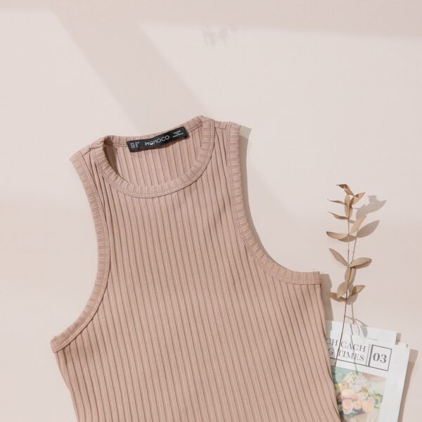 Áo ba lỗ tanktop khoét nách cổ tròn cao dáng croptop chất Cotton tăm MOMOCO vải cotton co giãn 4 chiều M2956 - Hình ảnh 9