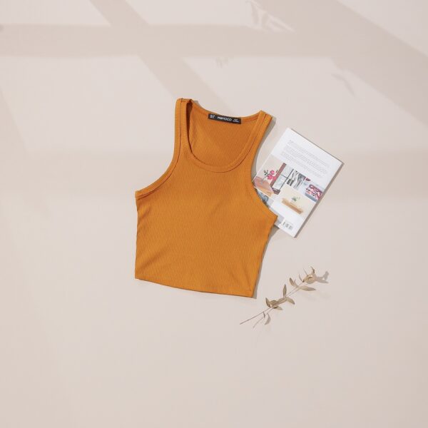 Áo ba lỗ tanktop khoét nách cổ tròn sâu dáng croptop chất Cotton tăm MOMOCO vải cotton co giãn 4 chiều M2955 - Hình ảnh 4