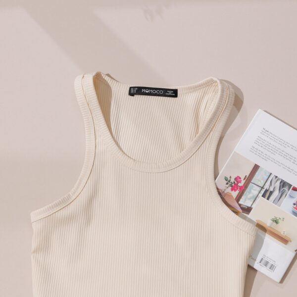 Áo ba lỗ tanktop khoét nách cổ tròn sâu dáng croptop chất Cotton tăm MOMOCO vải cotton co giãn 4 chiều M2955 - Hình ảnh 5