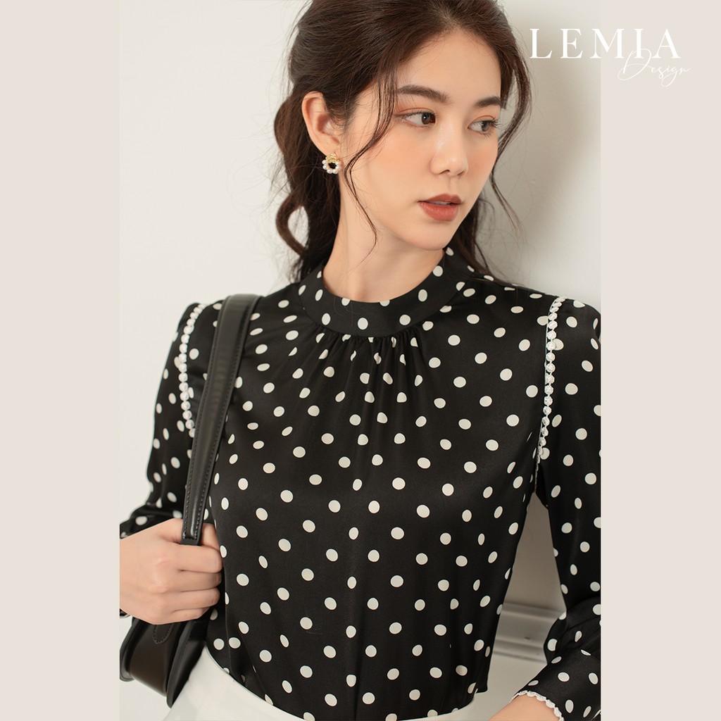 Áo Chấm Bi Phối Ren Dáng Công Sở Thanh Lịch Design By LEMIA – 21A015