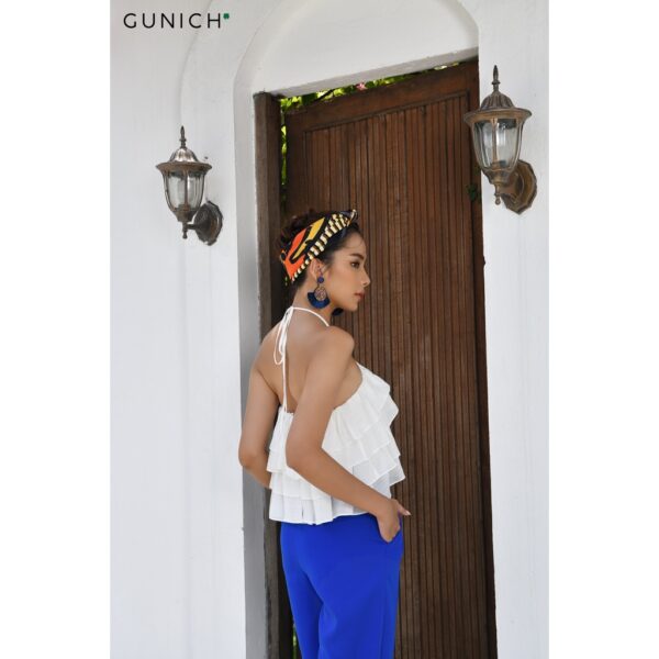 Áo croptop cổ yếm cột dây phối bèo Gunich - Hình ảnh 2