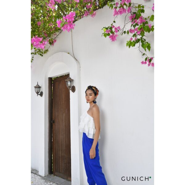 Áo croptop cổ yếm cột dây phối bèo Gunich - Hình ảnh 5