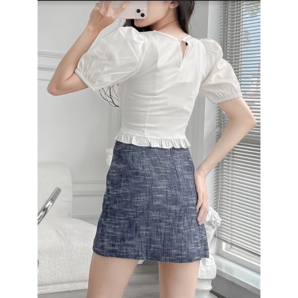Áo croptop kiểu mocking thân trước cơ bản thời trang GAGO màu trắng GA3815 - Ảnh 3