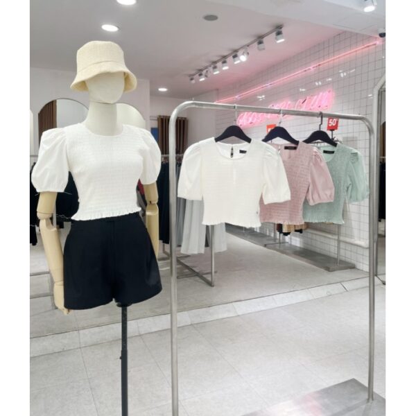 Áo croptop kiểu mocking thân trước cơ bản thời trang GAGO màu trắng GA3815 - Ảnh 8