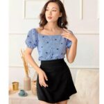 Áo croptop rút dây họa tiết, star top Lucet Fashion