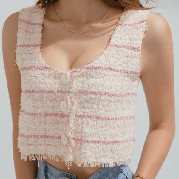 Áo croptop sát nách kẻ caro Tweed nữ Air Space 2210121027 - Hình ảnh 6