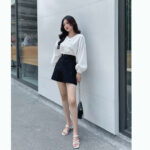 Áo croptop tay phồng form rộng, đan dây braided shirt LUCETFASHION, áo kiểu nữ tay dài