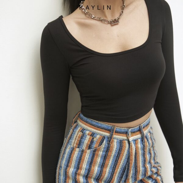 Áo Croptop Trơn Tay Dài N1548 - KAYLIN - Hình ảnh 3
