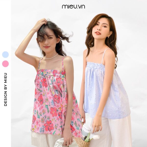 Áo hai dây hoa thiết kế dáng babydoll bo ngực MIEU - HA17