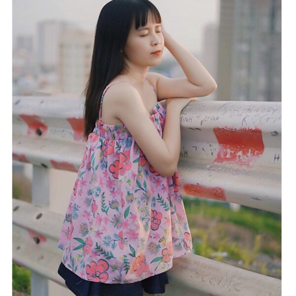 Áo hai dây hoa thiết kế dáng babydoll bo ngực MIEU - HA17 - Ảnh 9