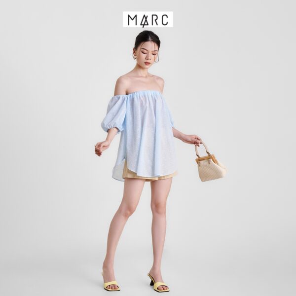 Áo kiểu nữ MARC FASHION cotton hoa trễ vai vạt bầu CBLH0413 - Hình ảnh 3