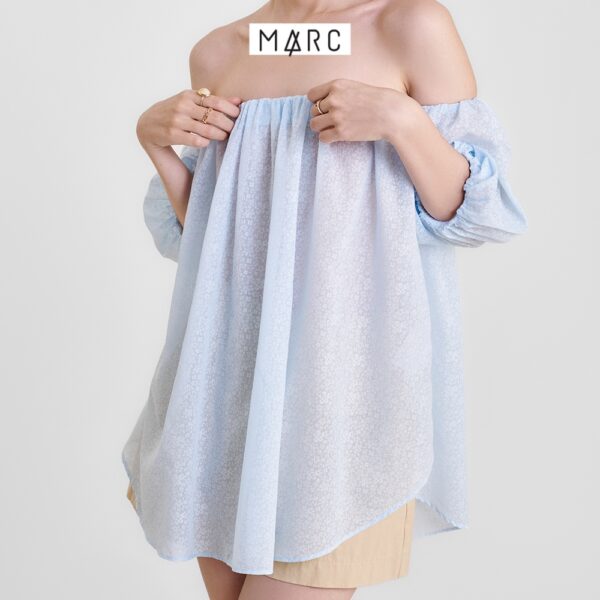 Áo kiểu nữ MARC FASHION cotton hoa trễ vai vạt bầu CBLH0413 - Hình ảnh 5