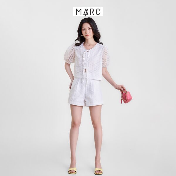 Áo kiểu nữ MARC FASHION crop sheer hoa 3 nơ FALH0416 - Hình ảnh 3