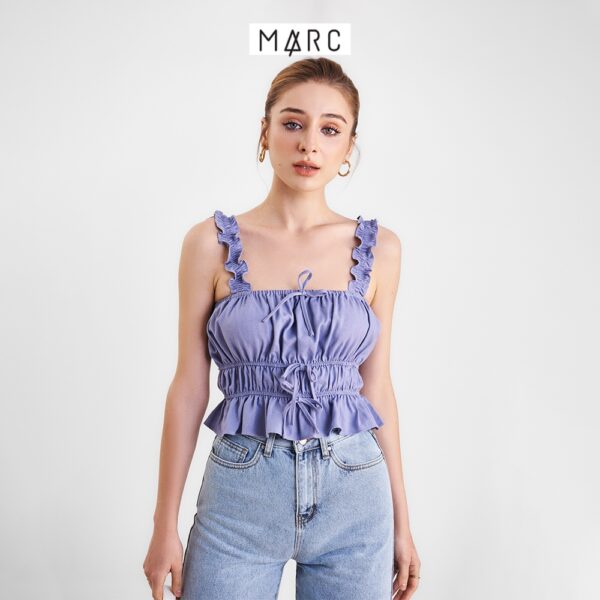 Áo kiểu nữ MARC FASHION linen 2 dây bèo rút nhún CBLH0305 - Hình ảnh 2