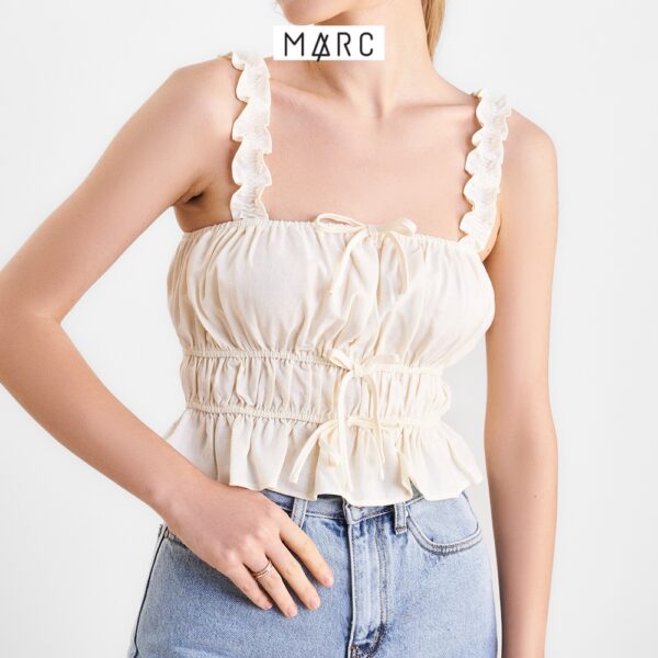 Áo kiểu nữ MARC FASHION linen 2 dây bèo rút nhún CBLH0305 - Hình ảnh 3
