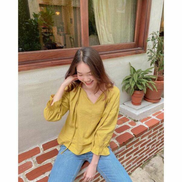 Áo kiểu nữ tay lở đẹp dễ thương Hàn Quốc LUCETFASHION Greeting Shirt