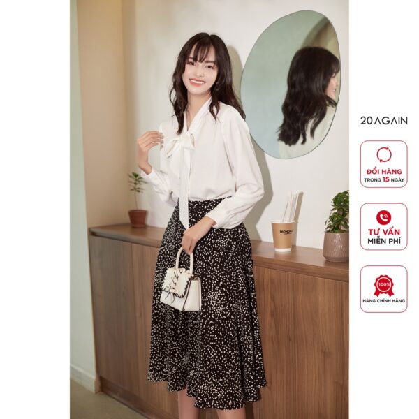 Áo sơ mi dài tay cổ nơ 20AGAIN, thanh lịch, trẻ trung ASA2251 - Hình ảnh 2