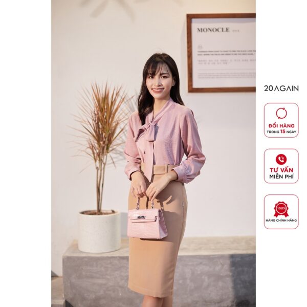 Áo sơ mi dài tay cổ nơ 20AGAIN, thanh lịch, trẻ trung ASA2251 - Hình ảnh 7