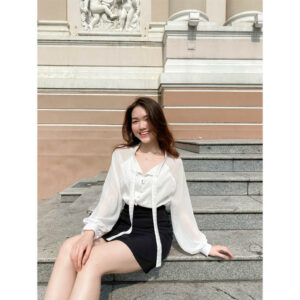 Áo sơ mi kiểu nữ, tay phồng LUCETFASHION Kimi Shirt, áo kiểu hàn quốc