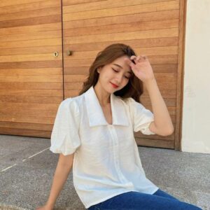 Áo sơ mi kiểu nữ tay phồng ngắn Hàn Quốc LUCETFASHION Audrey Shirt
