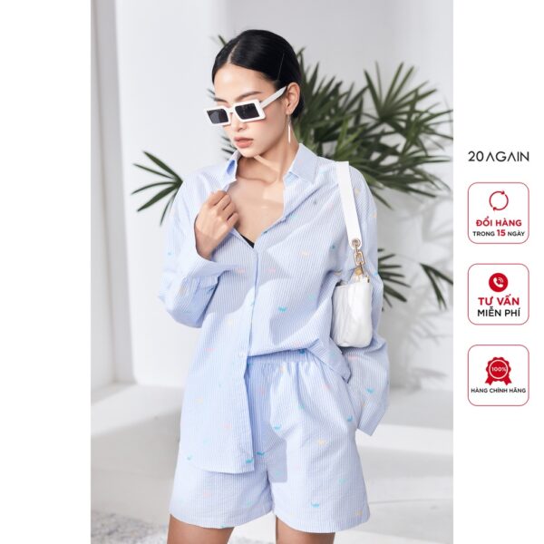 Áo sơ mi nữ cổ đức 20AGAIN , thiết kế công sở tay ABA2344 - Hình ảnh 2