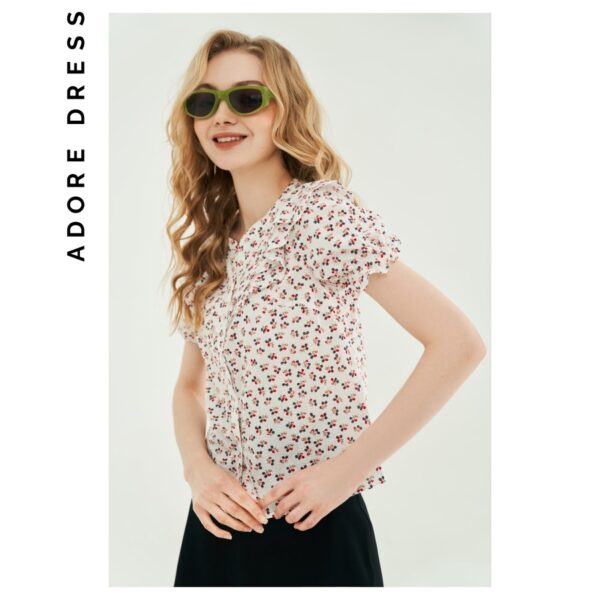 Áo sơ mi nữ cherry nhí bèo ngực 1AO1121 ADORE DRESS - Hình ảnh 5