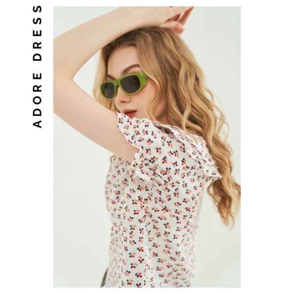 Áo sơ mi nữ cherry nhí bèo ngực 1AO1121 ADORE DRESS - Hình ảnh 6