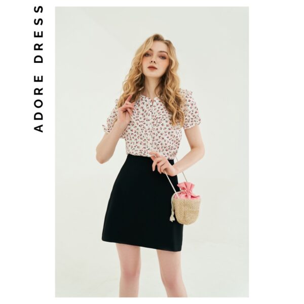 Áo sơ mi nữ cherry nhí bèo ngực 1AO1121 ADORE DRESS - Hình ảnh 3