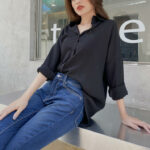 Áo sơ mi nữ form rộng, LUCETFASHION Comin Shirt, áo sơ mi nữ dài tay