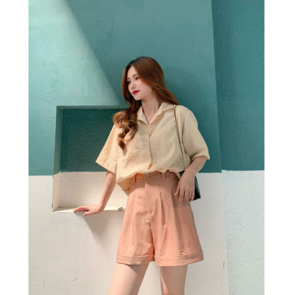 Áo sơ mi nữ tay ngắn, form suông LUCET FASHION Short sleeved shirt, áo sơ mi công sở nữ