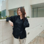 Áo sơ mi tay dài đẹp công sở LUCETFASHION cao cấp đen trắng xanh be Terry Shirt
