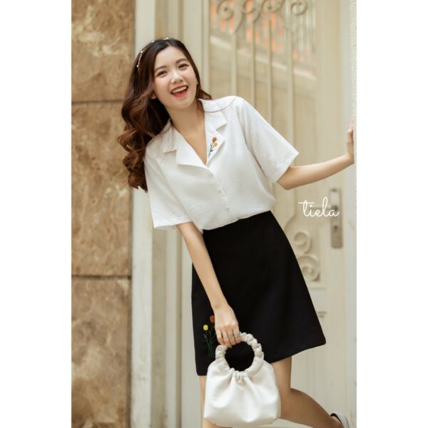 Áo sơ mi thêu hoa bi TIELA - Áo sơ mi dáng công sở Bibi Shirt - Hình ảnh 5