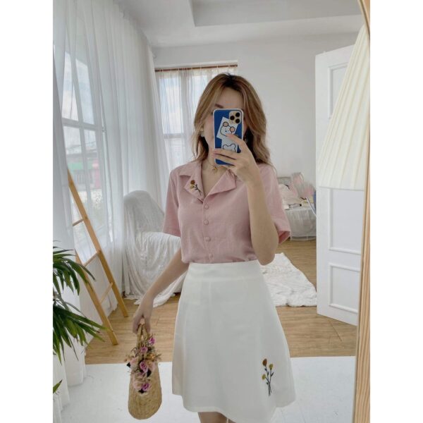 Áo sơ mi thêu hoa bi TIELA - Áo sơ mi dáng công sở Bibi Shirt - Hình ảnh 8