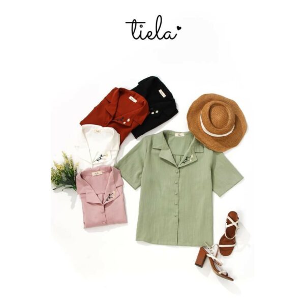 Áo sơ mi thêu hoa cúc tay ngắn TIELA - Áo sơ mi công sở Daisy Shirt - Hình ảnh 3