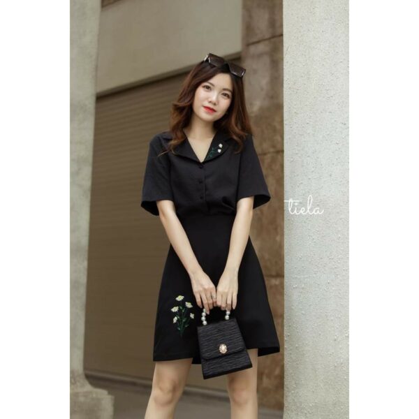 Áo sơ mi thêu hoa cúc tay ngắn TIELA - Áo sơ mi công sở Daisy Shirt - Hình ảnh 4