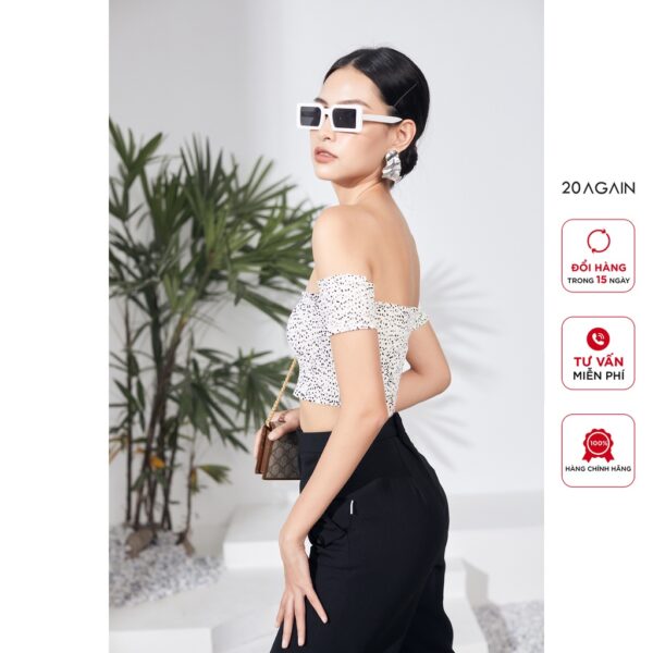 Áo sơ mi trễ vai croptop 20AGAIN, thiết kế nhún chun, sành điệu ADA2390 - Hình ảnh 2
