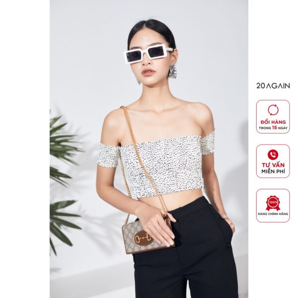 Áo sơ mi trễ vai croptop 20AGAIN, thiết kế nhún chun, sành điệu ADA2390 - Hình ảnh 3