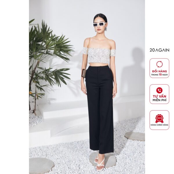 Áo sơ mi trễ vai croptop 20AGAIN, thiết kế nhún chun, sành điệu ADA2390 - Hình ảnh 4
