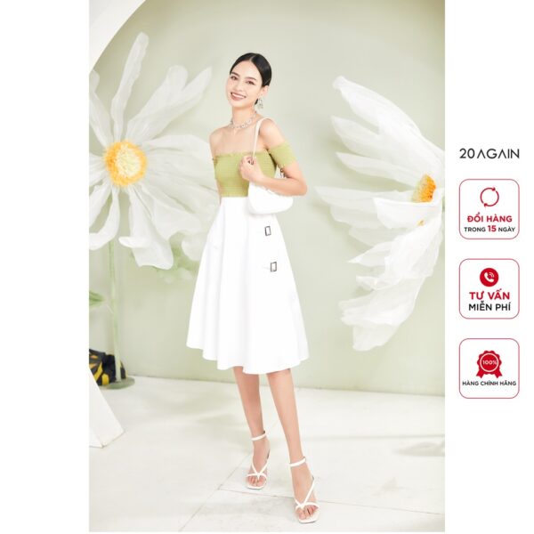 Áo sơ mi trễ vai croptop 20AGAIN, thiết kế nhún chun, sành điệu ADA2390 - Hình ảnh 5
