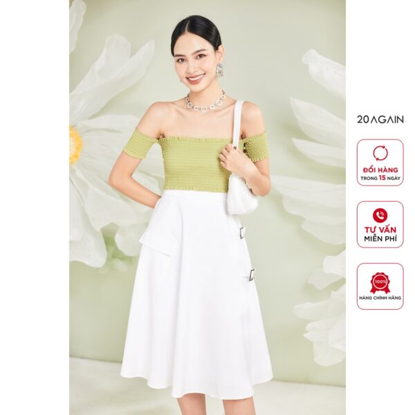 Áo sơ mi trễ vai croptop 20AGAIN, thiết kế nhún chun, sành điệu ADA2390 - Hình ảnh 6