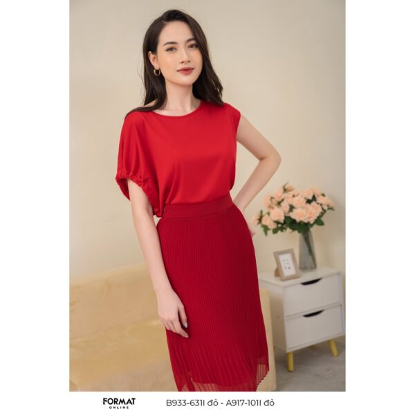 Áo t-shirt nữ cao cấp FORMAT tay lệch luồn ruy băng B933-631I - Hình ảnh 2