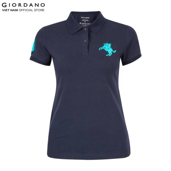 Áo Thun Nữ Giordano Polo Màu Xanh Đen 0531621026 - Hình ảnh 4