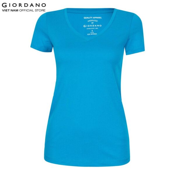 Áo Thun V-Neck Tee Nữ Giordano Màu Xanh 05327212 - Ảnh 3