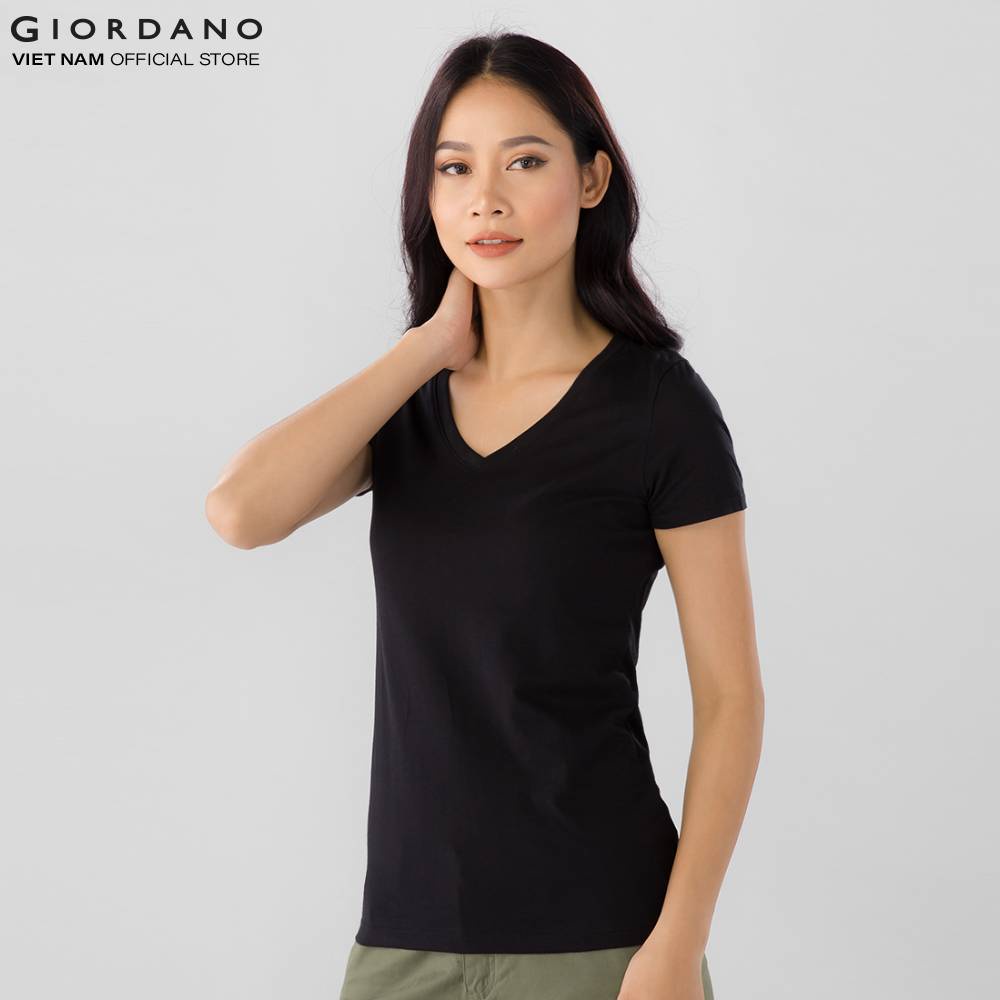 Áo Thun V-Neck Tee Nữ Giordano Màu Xanh 05327212